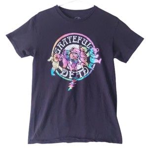 Grateful Dead Rainbow Dancing Bears Black Short Sleeve T-Shirt Women's Sz S